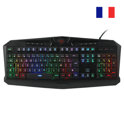 Redragon EU K503 AZERTY Wired Gaming Keyboard, RGB LED Backlight, Multimedia Keys, Silent Membrane Keyboard with Wrist Rest for Windows PC (Black)