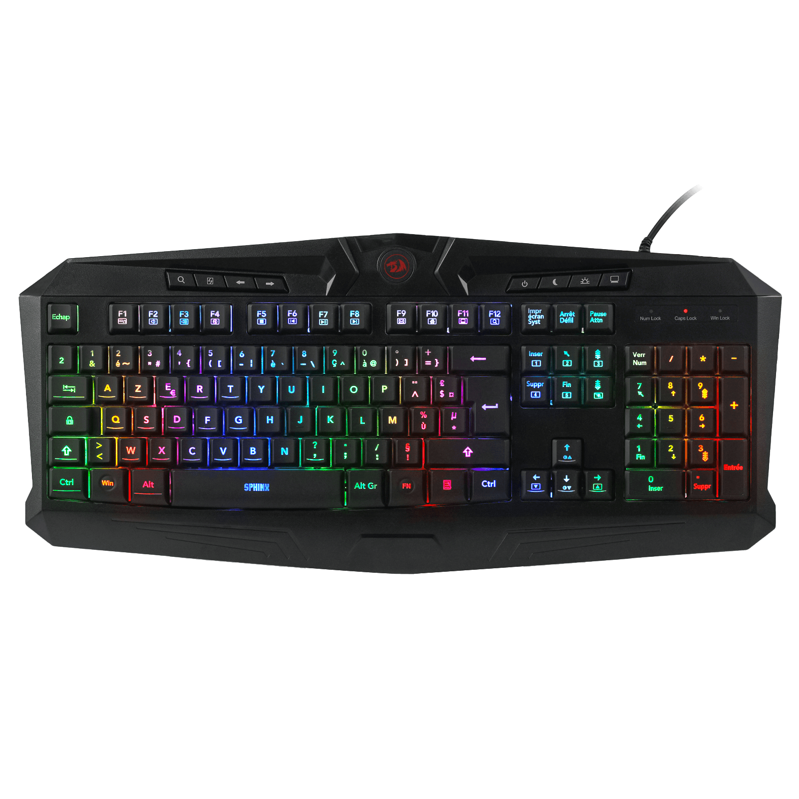 Redragon EU K503 AZERTY Wired Gaming Keyboard, RGB LED Backlight, Multimedia Keys, Silent Membrane Keyboard with Wrist Rest for Windows PC (Black)