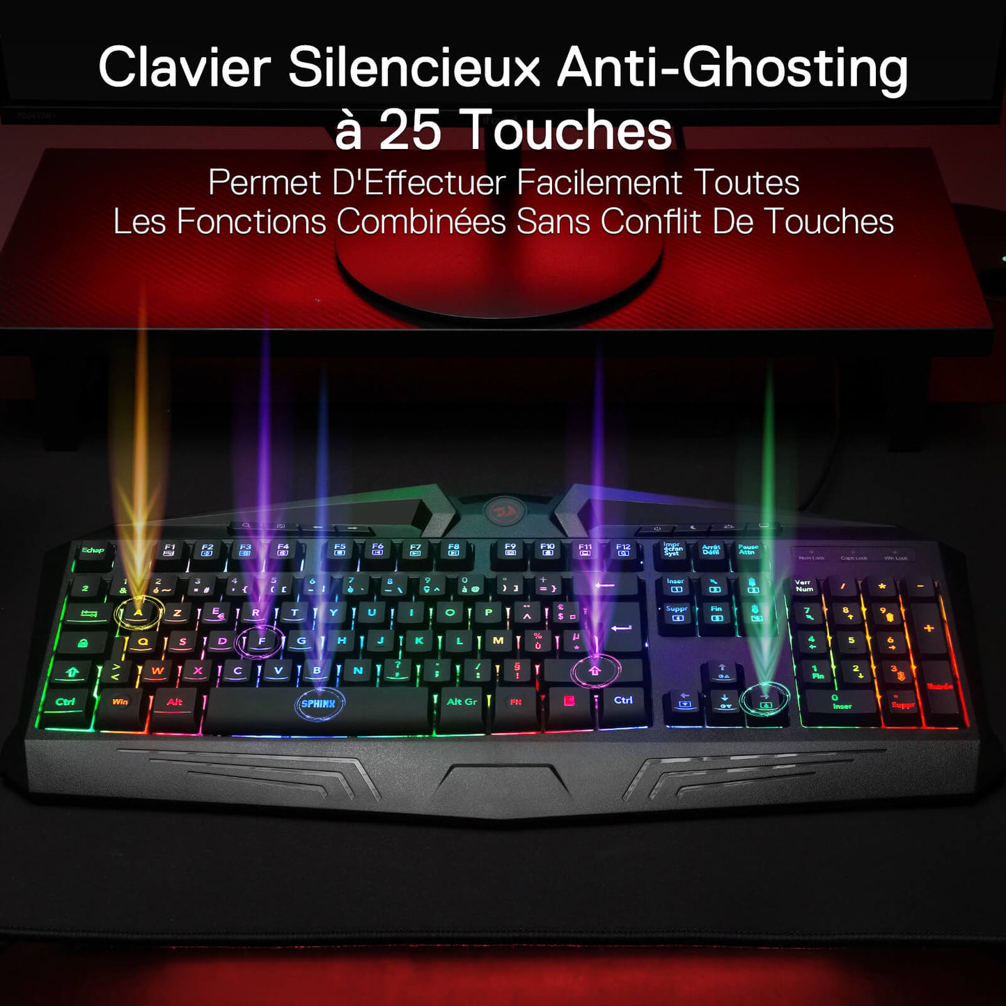 Redragon EU Gaming keyboard with RGB lighting on a dark background