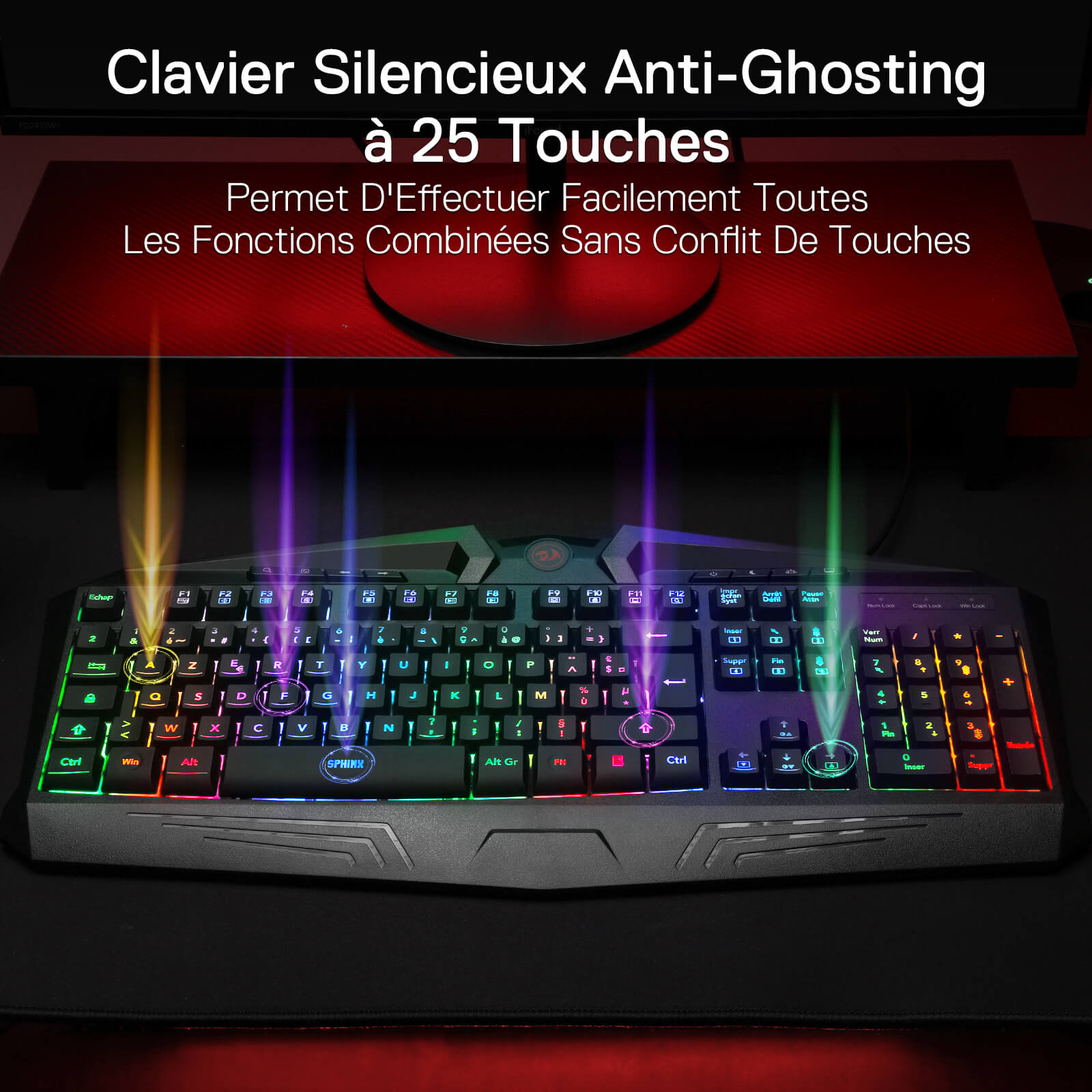 Redragon EU Gaming keyboard with RGB lighting on a dark background