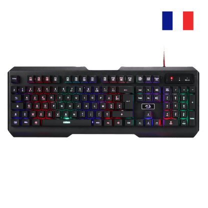 Redragon EU K506 Clavier gaming filaire à membrane éclairage LED arc-en-ciel, résistant à la poussière, clavier USB silencieux, 19 touches anti-ghosting, durable, AZERTY FR - PC/Ordinateur portable, Noir