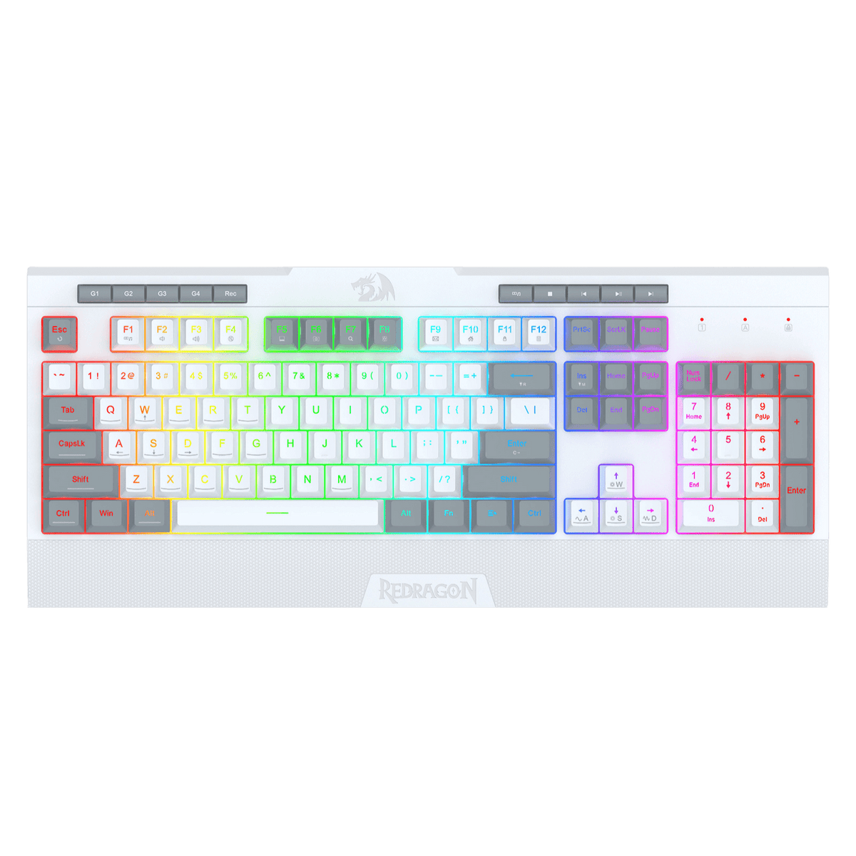 Redragon EU K525 RGB Backlit Membrane Gaming Keyboard with Multimedia Keys, Linear Mechanical-Feel Switch, 4 Extra On-Board Macro Keys, Dedicated Media Control, Detachable Wrist Rest