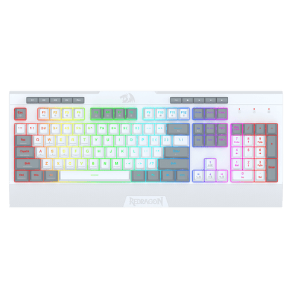 Redragon EU K525 RGB Backlit Membrane Gaming Keyboard with Multimedia Keys, Linear Mechanical-Feel Switch, 4 Extra On-Board Macro Keys, Dedicated Media Control, Detachable Wrist Rest