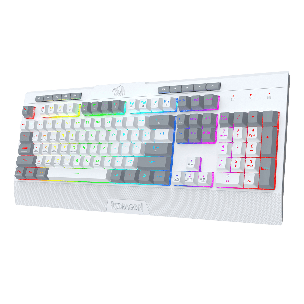 Redragon EU K525 RGB Backlit Membrane Gaming Keyboard with Multimedia Keys, Linear Mechanical-Feel Switch, 4 Extra On-Board Macro Keys, Dedicated Media Control, Detachable Wrist Rest