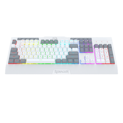 Redragon EU K525 RGB Backlit Membrane Gaming Keyboard with Multimedia Keys, Linear Mechanical-Feel Switch, 4 Extra On-Board Macro Keys, Dedicated Media Control, Detachable Wrist Rest