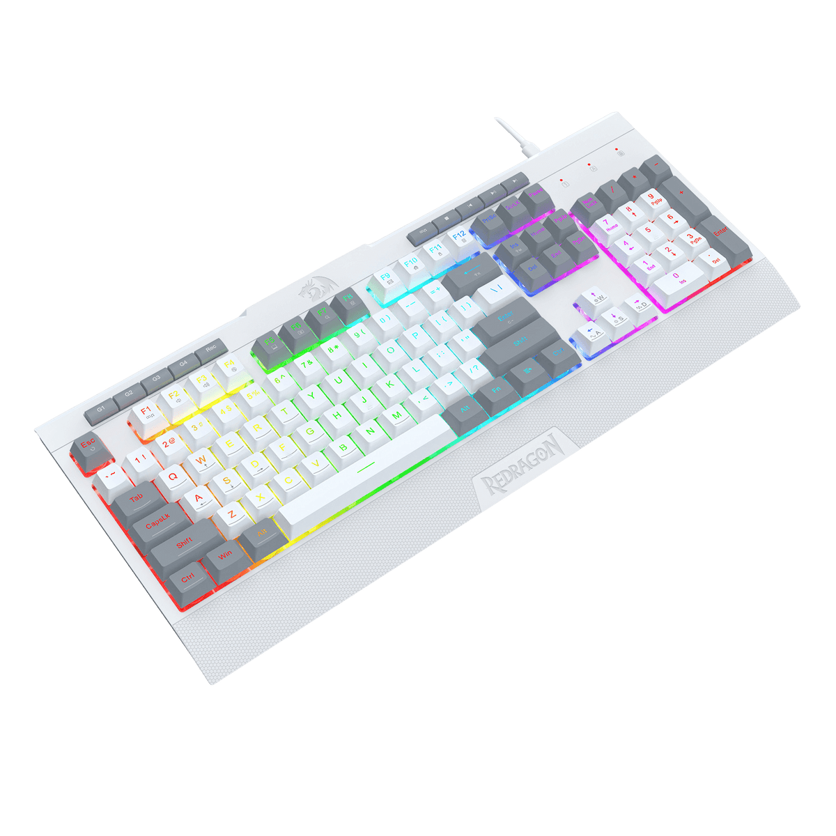 Redragon EU K525 RGB Backlit Membrane Gaming Keyboard with Multimedia Keys, Linear Mechanical-Feel Switch, 4 Extra On-Board Macro Keys, Dedicated Media Control, Detachable Wrist Rest