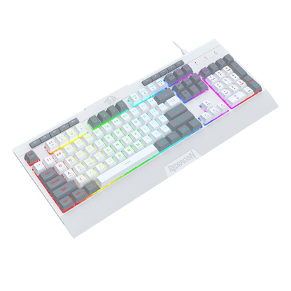 Redragon EU K525 RGB Backlit Membrane Gaming Keyboard with Multimedia Keys, Linear Mechanical-Feel Switch, 4 Extra On-Board Macro Keys, Dedicated Media Control, Detachable Wrist Rest