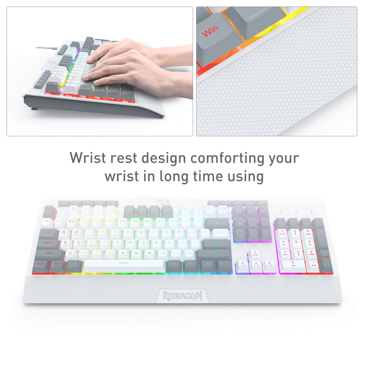 Redragon EU K525 RGB Backlit Membrane Gaming Keyboard with Multimedia Keys, Linear Mechanical-Feel Switch, 4 Extra On-Board Macro Keys, Dedicated Media Control, Detachable Wrist Rest