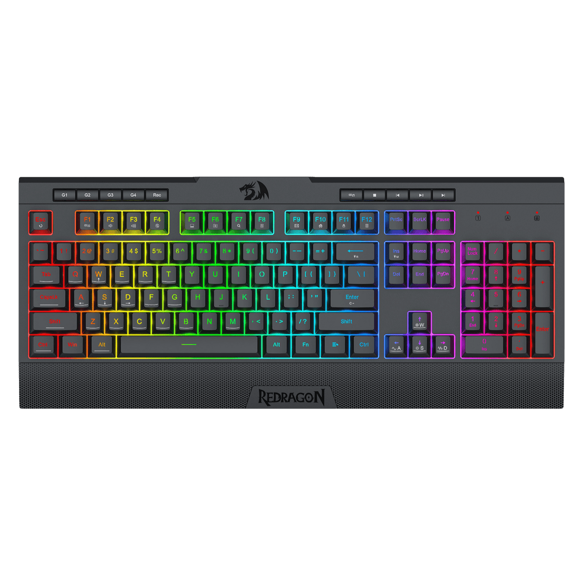 Redragon EU K525 RGB Backlit Membrane Gaming Keyboard with Multimedia Keys, Linear Mechanical-Feel Switch, 4 Extra On-Board Macro Keys, Dedicated Media Control, Detachable Wrist Rest