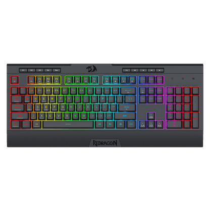 Redragon EU K525 RGB Backlit Membrane Gaming Keyboard with Multimedia Keys, Linear Mechanical-Feel Switch, 4 Extra On-Board Macro Keys, Dedicated Media Control, Detachable Wrist Rest
