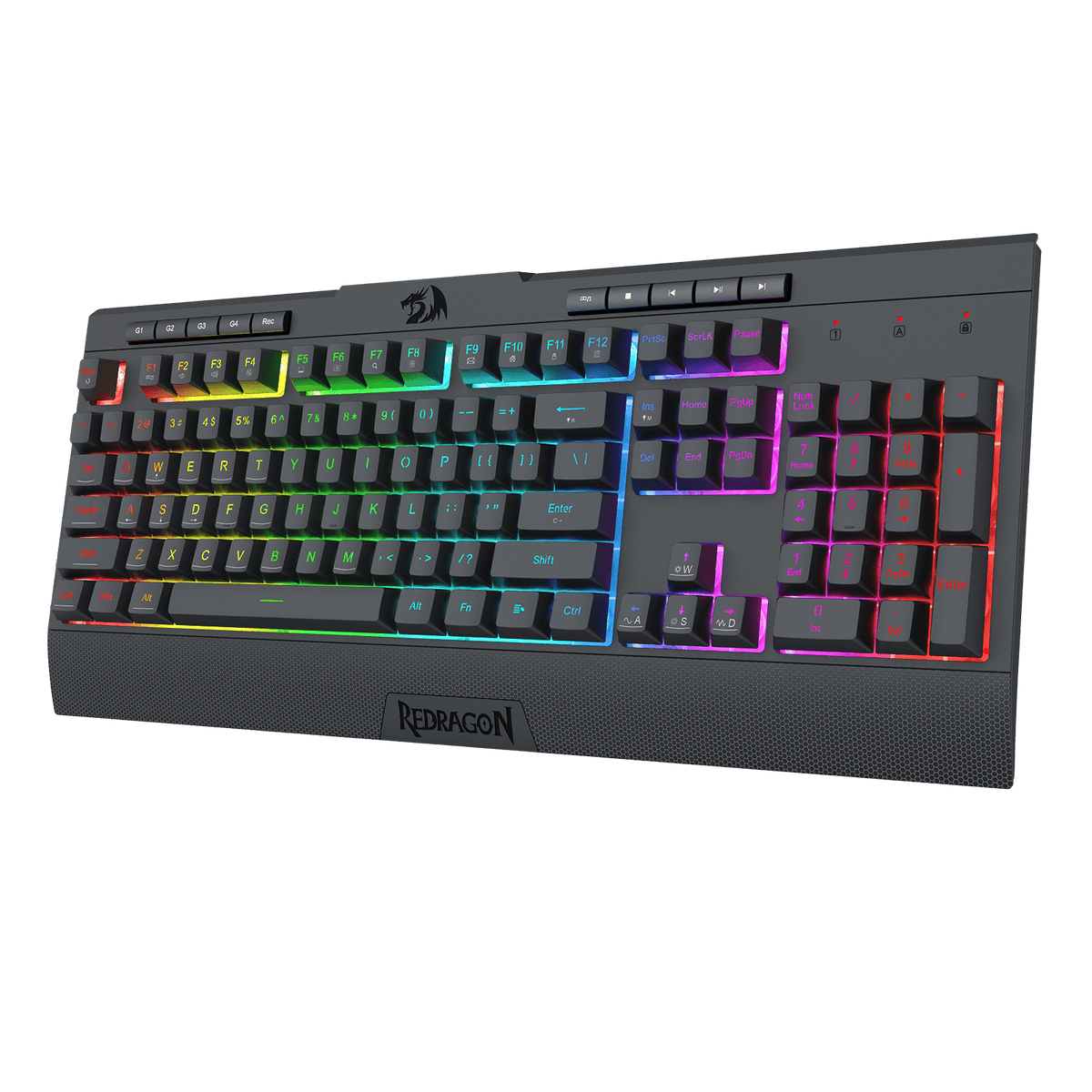 Redragon EU K525 RGB Backlit Membrane Gaming Keyboard with Multimedia Keys, Linear Mechanical-Feel Switch, 4 Extra On-Board Macro Keys, Dedicated Media Control, Detachable Wrist Rest