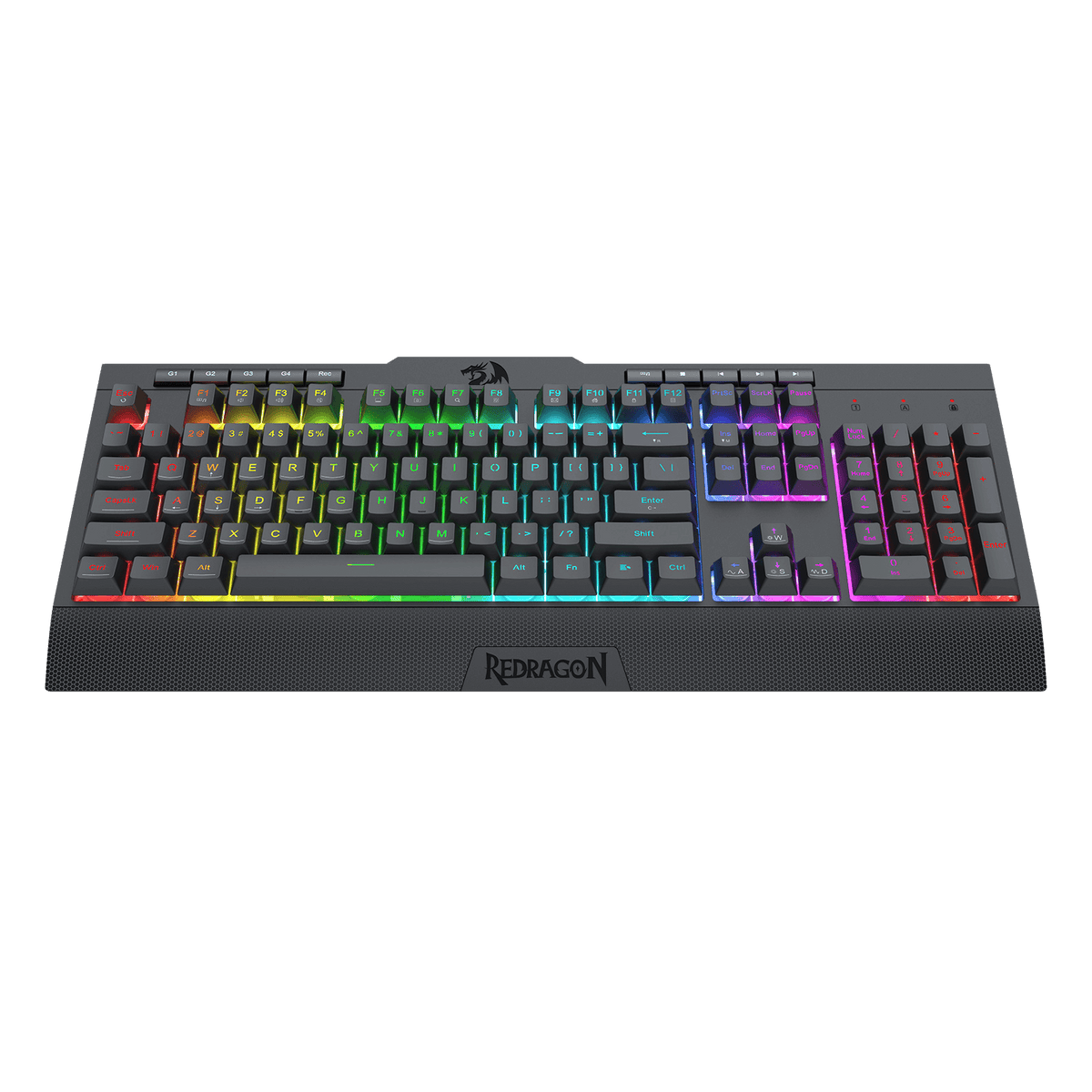 Redragon EU K525 RGB Backlit Membrane Gaming Keyboard with Multimedia Keys, Linear Mechanical-Feel Switch, 4 Extra On-Board Macro Keys, Dedicated Media Control, Detachable Wrist Rest