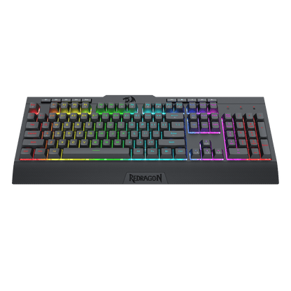 Redragon EU K525 RGB Backlit Membrane Gaming Keyboard with Multimedia Keys, Linear Mechanical-Feel Switch, 4 Extra On-Board Macro Keys, Dedicated Media Control, Detachable Wrist Rest