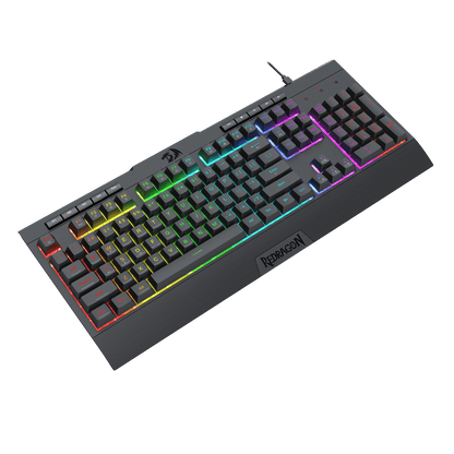 Redragon EU K525 RGB Backlit Membrane Gaming Keyboard with Multimedia Keys, Linear Mechanical-Feel Switch, 4 Extra On-Board Macro Keys, Dedicated Media Control, Detachable Wrist Rest