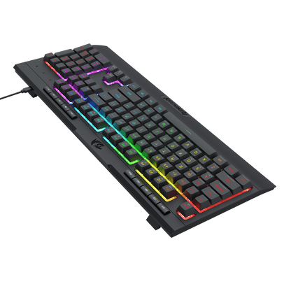Redragon EU K525 RGB Backlit Membrane Gaming Keyboard with Multimedia Keys, Linear Mechanical-Feel Switch, 4 Extra On-Board Macro Keys, Dedicated Media Control, Detachable Wrist Rest