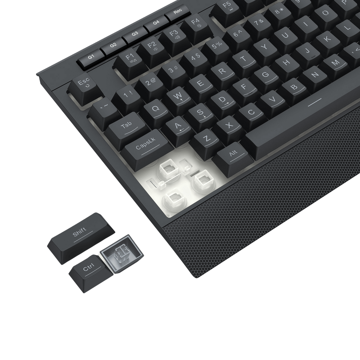 Redragon EU K525 RGB Backlit Membrane Gaming Keyboard with Multimedia Keys, Linear Mechanical-Feel Switch, 4 Extra On-Board Macro Keys, Dedicated Media Control, Detachable Wrist Rest
