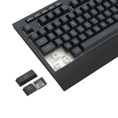 Redragon EU K525 RGB Backlit Membrane Gaming Keyboard with Multimedia Keys, Linear Mechanical-Feel Switch, 4 Extra On-Board Macro Keys, Dedicated Media Control, Detachable Wrist Rest