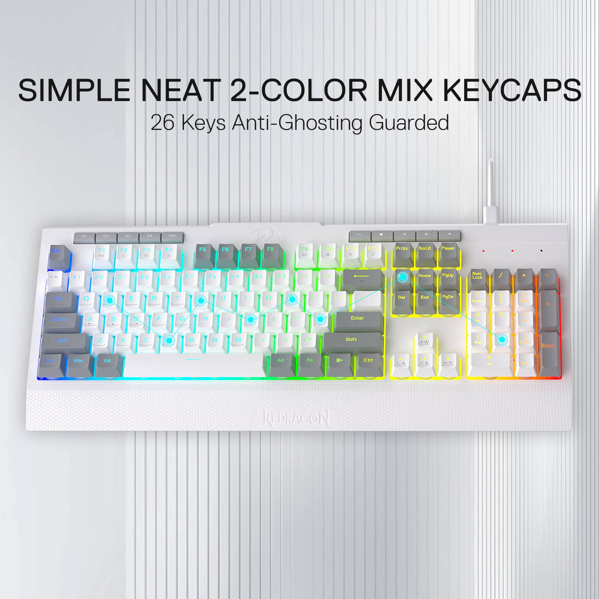 Redragon EU K525 Wired Mechanical keyboard with 2-color mix keycaps on a white background