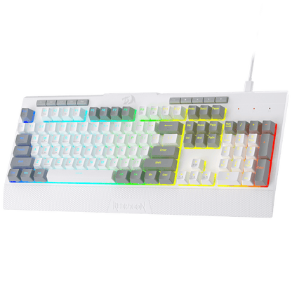 Redragon EU K525 RGB Backlit Membrane Gaming Keyboard with Multimedia Keys, Linear Mechanical-Feel Switch, 4 Extra On-Board Macro Keys, Dedicated Media Control, Detachable Wrist Rest | show