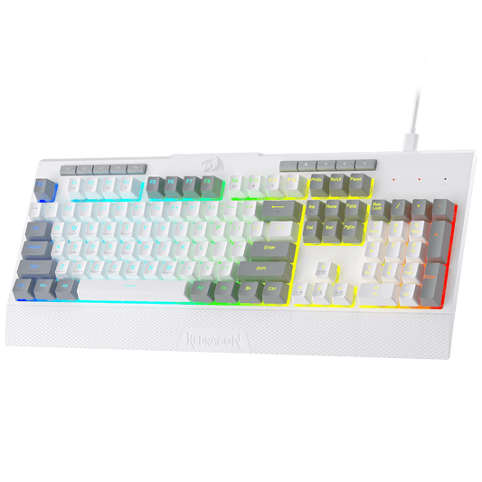 Redragon EU K525 RGB Backlit Membrane Gaming Keyboard with Multimedia Keys, Linear Mechanical-Feel Switch, 4 Extra On-Board Macro Keys, Dedicated Media Control, Detachable Wrist Rest | show