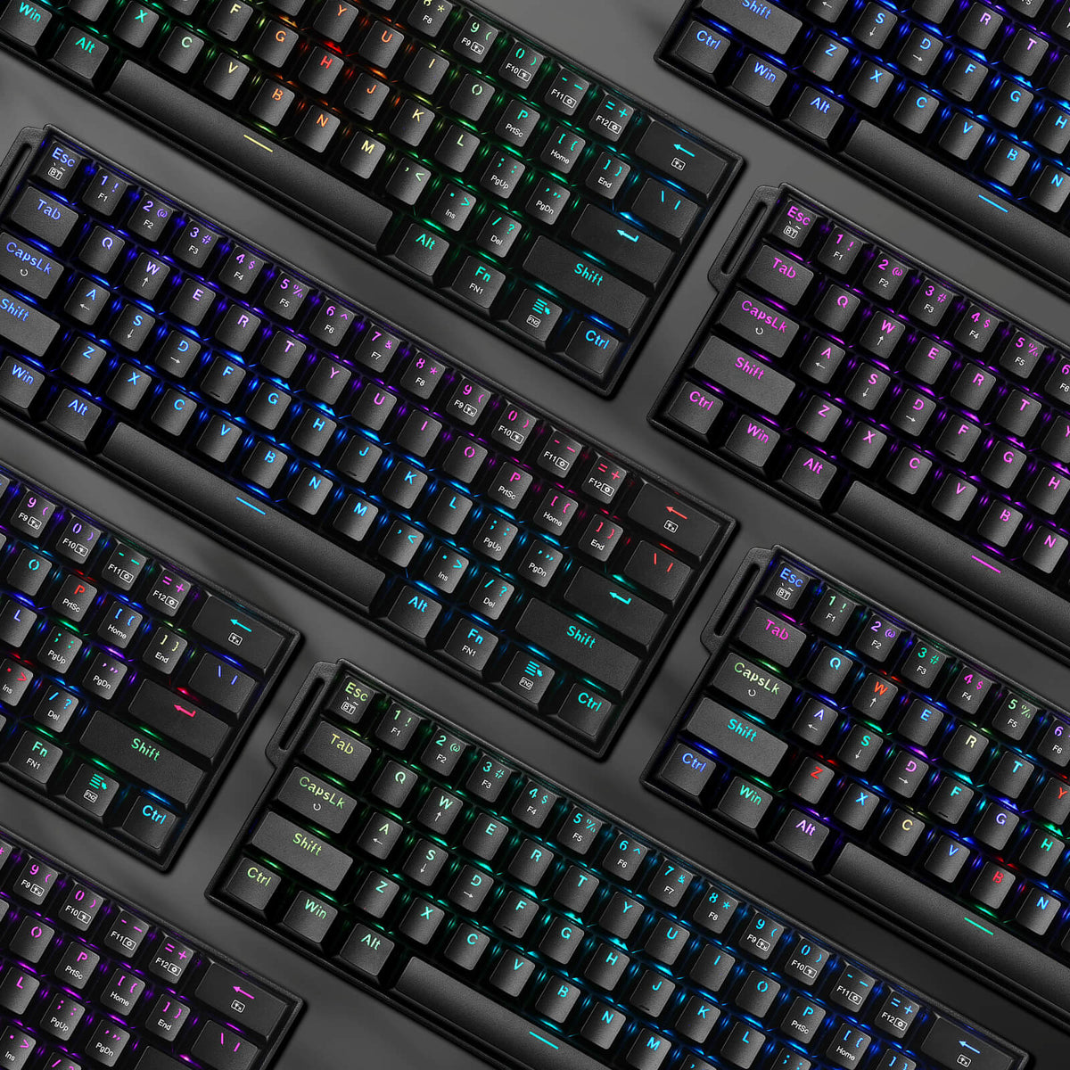 Redragon EU K530 Pro 60% 3-Mode Wireless RGB Mechanical Keyboard, 61 Keys Hot-Swappable Compact Gaming Keyboard w/Portable Strap, Hot-Swap Socket, 2-Layer Foam & Custom Dragon Chant Linear Switch