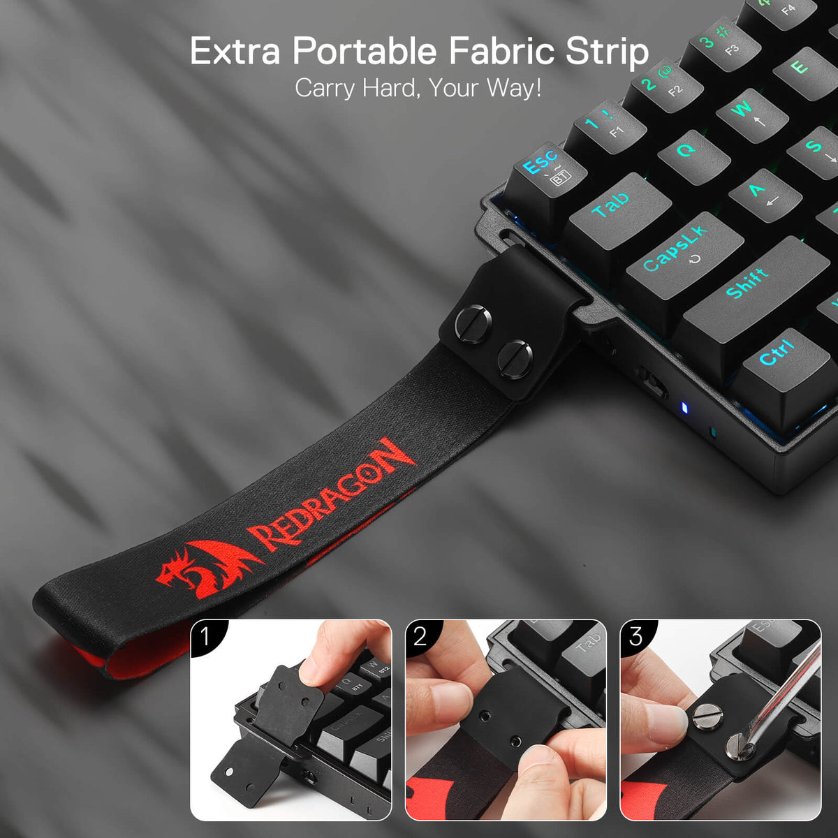 Redragon EU K530 Pro 60% 3-Mode Wireless RGB Mechanical Keyboard, 61 Keys Hot-Swappable Compact Gaming Keyboard w/Portable Strap, Hot-Swap Socket, 2-Layer Foam & Custom Dragon Chant Linear Switch