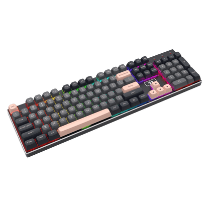 Redragon EU K556 SE Wired Gaming Keyboard, 104 Keys Hot-Swap Mechanical Keyboard w/Original Aluminum Base, Upgraded Socket, Noise Dampening Kit, PBT Keycaps & Custom Linear Switch, Dawn Sakura Color