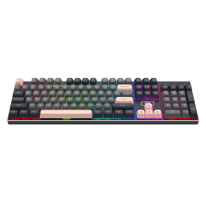 Redragon EU K556 SE Wired Gaming Keyboard, 104 Keys Hot-Swap Mechanical Keyboard w/Original Aluminum Base, Upgraded Socket, Noise Dampening Kit, PBT Keycaps & Custom Linear Switch, Dawn Sakura Color