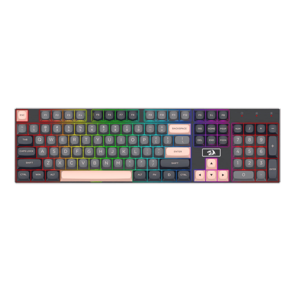 Redragon EU K556 SE Wired Gaming Keyboard, 104 Keys Hot-Swap Mechanical Keyboard w/Original Aluminum Base, Upgraded Socket, Noise Dampening Kit, PBT Keycaps & Custom Linear Switch, Dawn Sakura Color