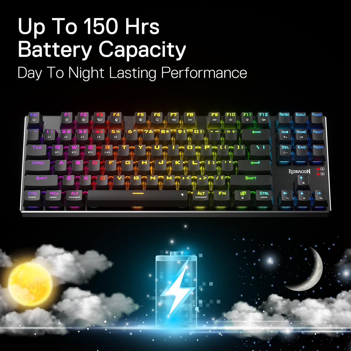 Redragon EU K556 TKL RGB Wired/Tri-Mode Wireless Mechanical Gaming Keyboard
