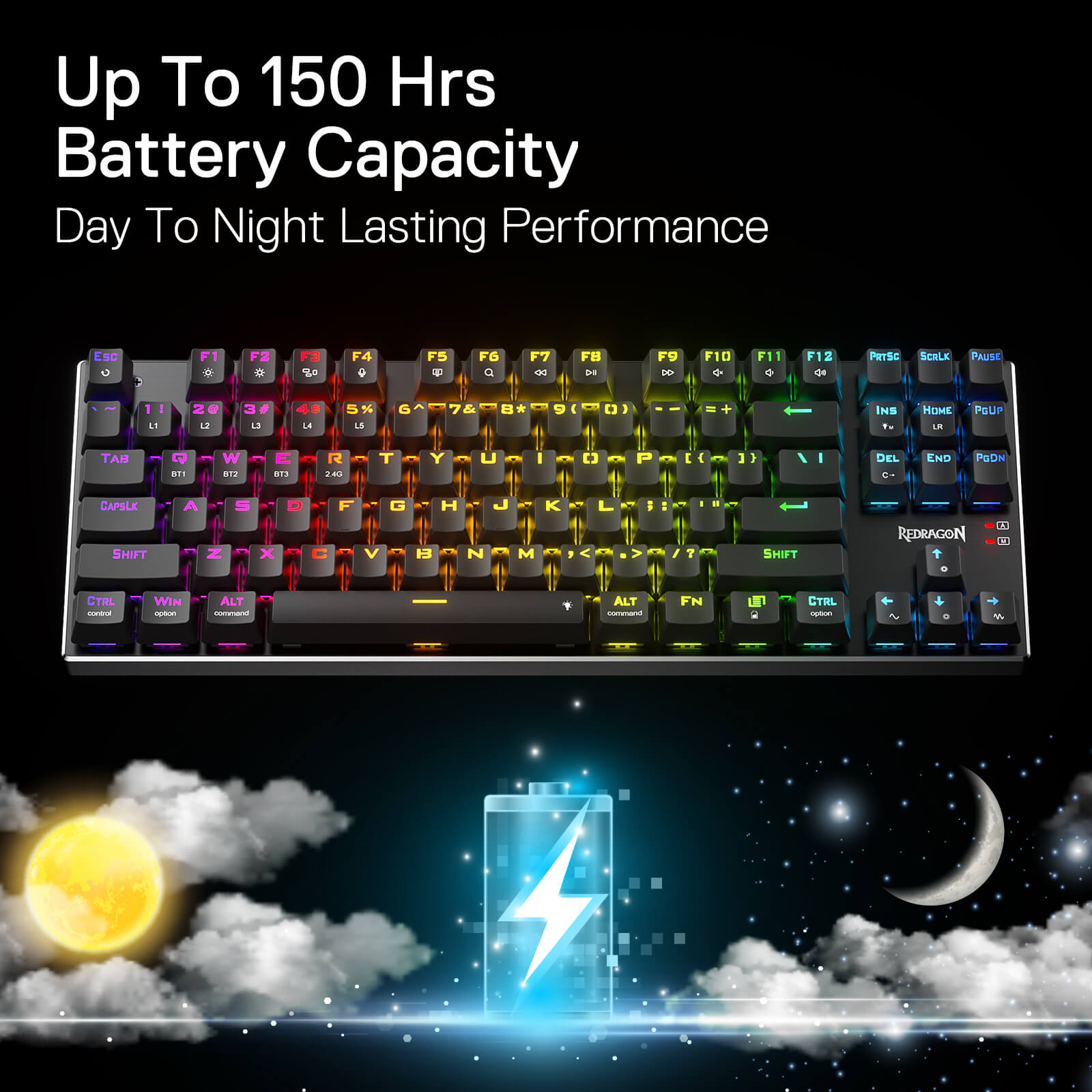 Redragon EU K556 TKL RGB Wired/Tri-Mode Wireless Mechanical Gaming Keyboard