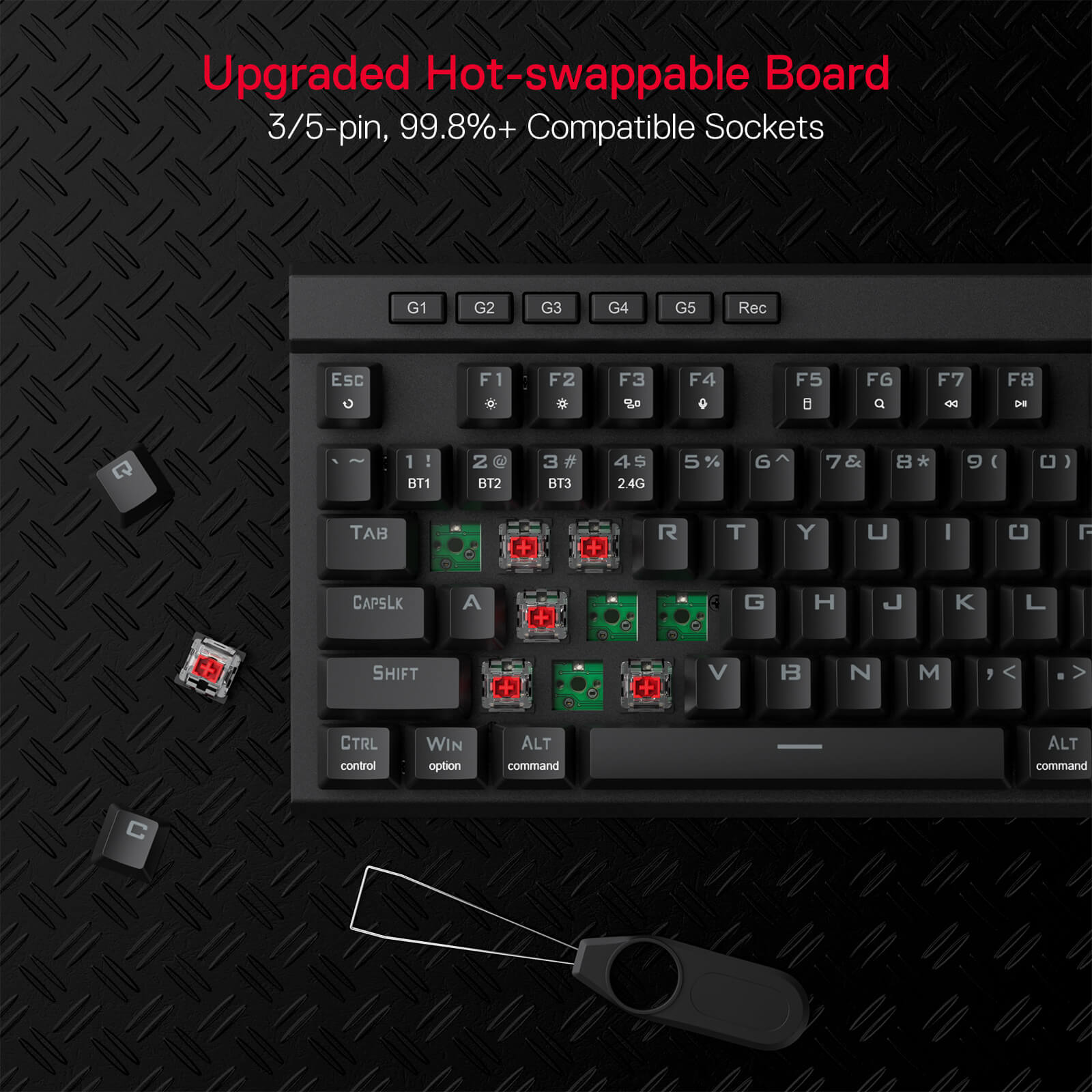 Redragon EU K580 PRO VATA RGB Backlit 3 Modes Mechanical Gaming Keyboard