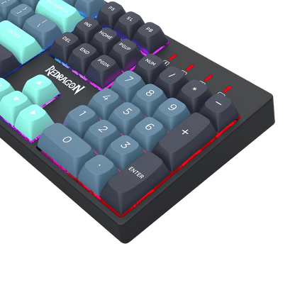 Redragon EU K582 SE Wired RGB Gaming Keyboard, 104 Keys Mechanical Keyboard w/Upgraded Hot-swappable Socket, Noise Dampening Kit, Mixed Color PBT Keycaps, Linear Red Switch