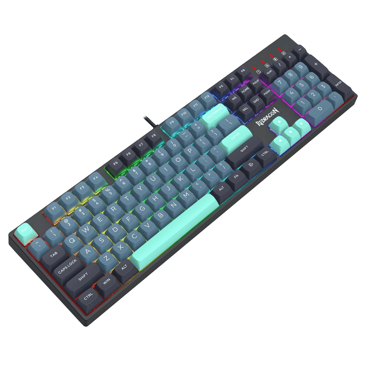 Redragon EU K582 SE Wired RGB Gaming Keyboard, 104 Keys Mechanical Keyboard w/Upgraded Hot-swappable Socket, Noise Dampening Kit, Mixed Color PBT Keycaps, Linear Red Switch
