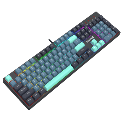 Redragon EU K582 SE Wired RGB Gaming Keyboard, 104 Keys Mechanical Keyboard w/Upgraded Hot-swappable Socket, Noise Dampening Kit, Mixed Color PBT Keycaps, Linear Red Switch