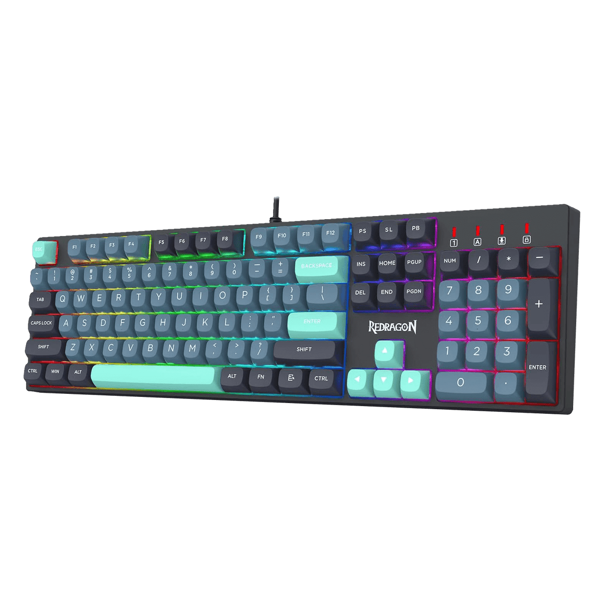 Redragon EU K582 SE Wired RGB Gaming Keyboard, 104 Keys Mechanical Keyboard w/Upgraded Hot-swappable Socket, Noise Dampening Kit, Mixed Color PBT Keycaps, Linear Red Switch