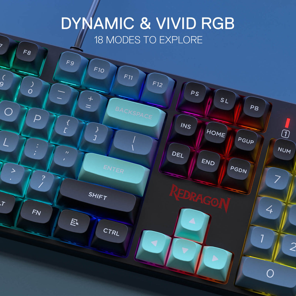Redragon EU K582 SE Wired RGB Gaming Keyboard, 104 Keys Mechanical Keyboard w/Mixed Color Round PBT Keycaps, Dynamic 16.8M RGB Backlit & Linear Red Switch, Redefine Software Supported