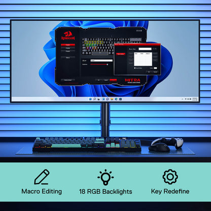 Redragon EU K582 SE Wired RGB Gaming Keyboard, 104 Keys Mechanical Keyboard w/Mixed Color Round PBT Keycaps, Dynamic 16.8M RGB Backlit & Linear Red Switch, Redefine Software Supported