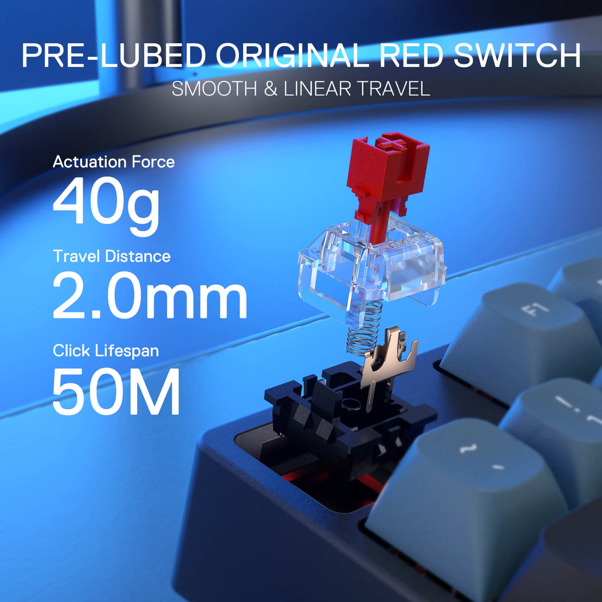 Redragon EU K582 SE Wired RGB Gaming Keyboard, 104 Keys Mechanical Keyboard w/Mixed Color Round PBT Keycaps, Dynamic 16.8M RGB Backlit & Linear Red Switch, Redefine Software Supported