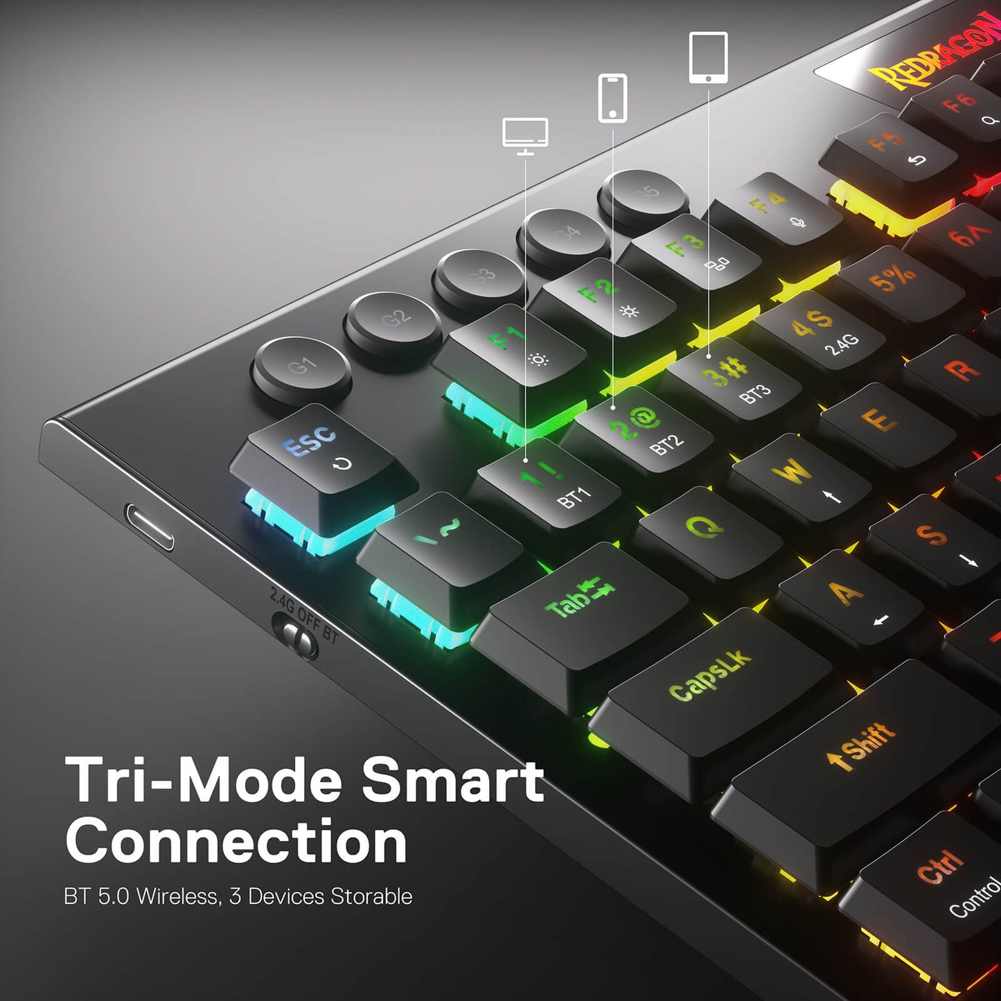 Redragon EU K618 Wireless Ultra-Thin Low Profile RGB Mechanical Keyboard