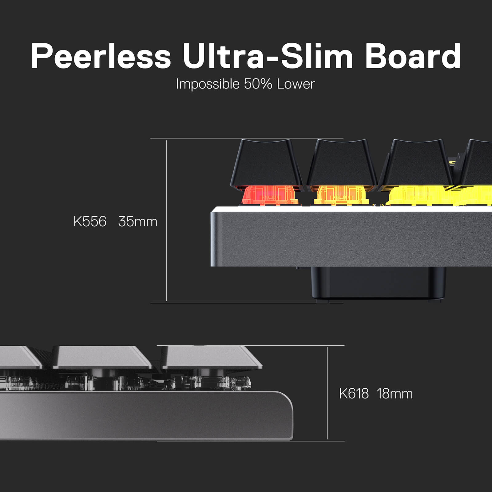 Redragon EU K618 Wireless Ultra-Thin Low Profile RGB Mechanical Keyboard