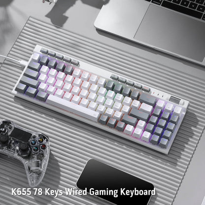 Redragon EU K655 75% RGB Wired Mechanical Gaming Keyboard, 78 Keys Hot-Swap Mechanical Keyboard w/Aluminum Cover Board, Upgraded Socket and Onboard Macro/Media Keys, Quiet Linear Red Switch