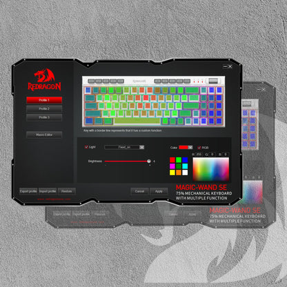 Redragon EU K655 75% RGB Wired Mechanical Gaming Keyboard, 78 Keys Hot-Swap Mechanical Keyboard w/Aluminum Cover Board, Upgraded Socket and Onboard Macro/Media Keys, Quiet Linear Red Switch