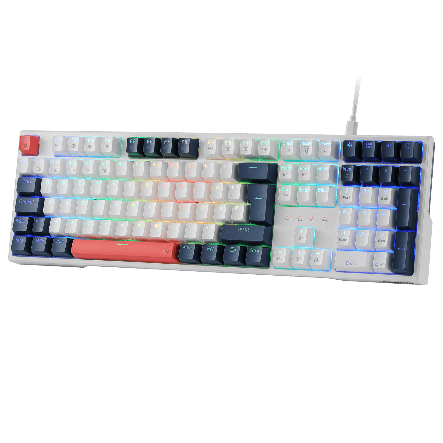 Redragon K668 QWERTZ-Layout Kabelgebundene Gaming-Tastatur, 105+4 Tasten Tastatur, Hot-Swap Sockel, Leise Roten Schaltern, Mischfarben-Tastenkappen, RGB-Hintergrundbeleuchtung, Multimedia-Shortcuts, Redragon EU, Redragon EU