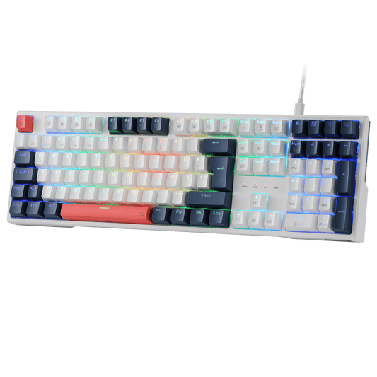 Redragon K668 QWERTZ-Layout Kabelgebundene Gaming-Tastatur, 105+4 Tasten Tastatur, Hot-Swap Sockel, Leise Roten Schaltern, Mischfarben-Tastenkappen, RGB-Hintergrundbeleuchtung, Multimedia-Shortcuts, Redragon EU, Redragon EU