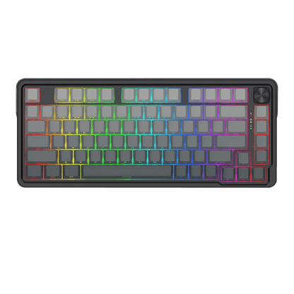 Redragon EU K673 GB 75% Wireless Gasket RGB Gaming Keyboard, 3-Modes 81 Keys PBT Compact Mechanical Keyboard w/Hot-Swap Socket, Dedicated Knob Control & 5-Layer Noise Dampening, Custom Linear Switch