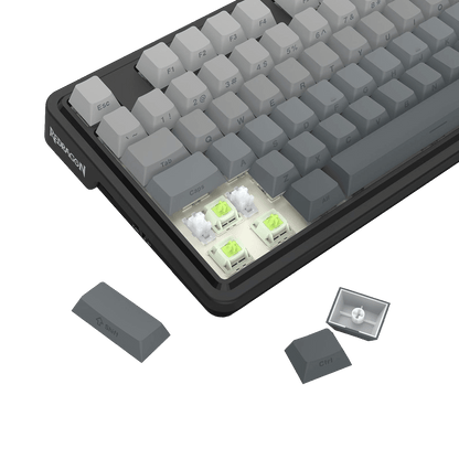 Redragon EU K673 GB 75% Wireless Gasket RGB Gaming Keyboard, 3-Modes 81 Keys PBT Compact Mechanical Keyboard w/Hot-Swap Socket, Dedicated Knob Control & 5-Layer Noise Dampening, Custom Linear Switch