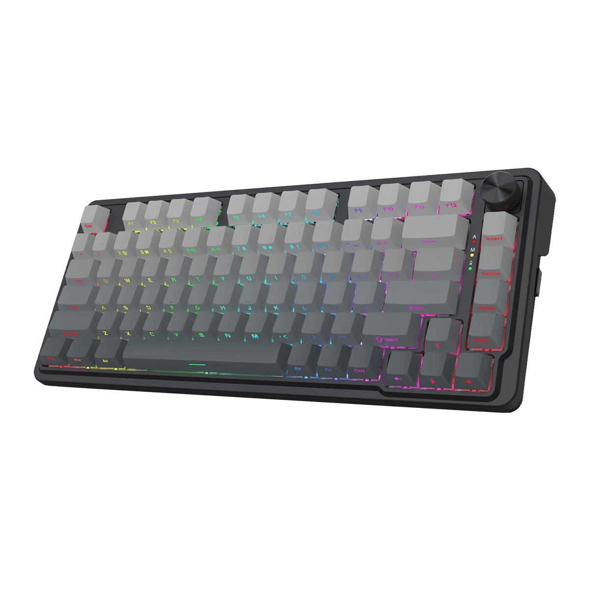 Redragon EU K673 GB 75% Wireless Gasket RGB Gaming Keyboard, 3-Modes 81 Keys PBT Compact Mechanical Keyboard w/Hot-Swap Socket, Dedicated Knob Control & 5-Layer Noise Dampening, Custom Linear Switch