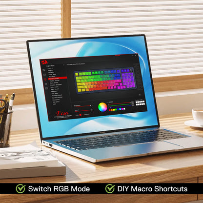 The software for Redragon EU K686 PRO 98 Keys Wireless Gasket RGB Gaming Keyboard  adjusts RGB Lighting Effects and DIY Macro Shortcuts