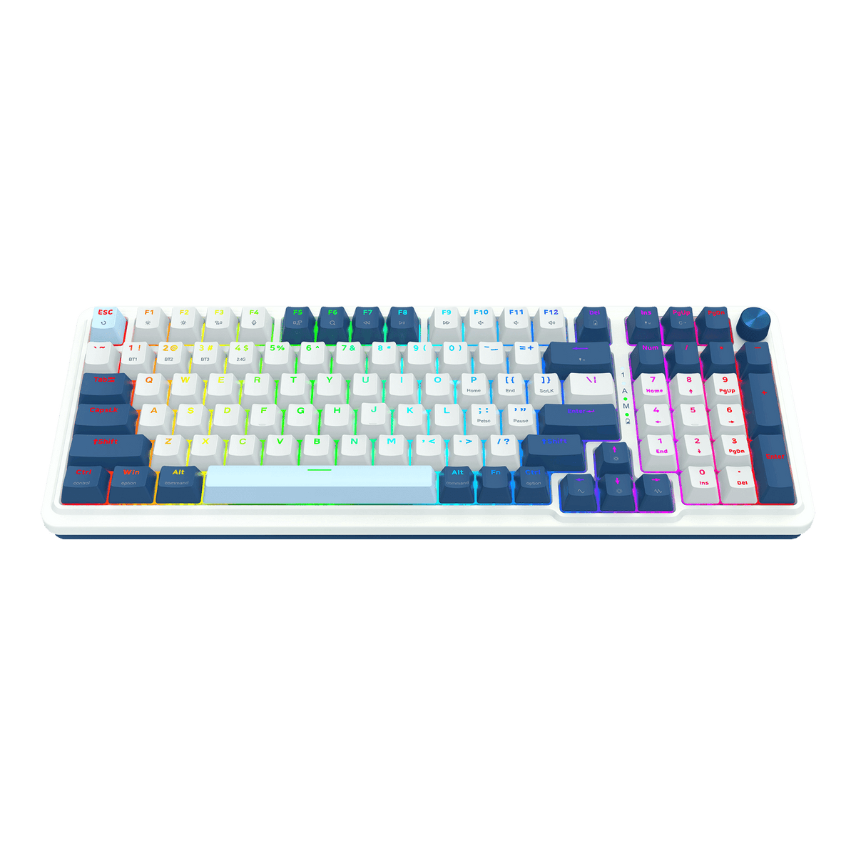 Redragon EU K686 PRO 98 Keys Wireless Gasket RGB Gaming Keyboard, 3-Mode Win/Mac Mechanical Keyboard w/Hot-Swap Socket, Dedicated Knob Control & Sound Absorbing Pads, Linear Red Switch, Blue Himmel Color